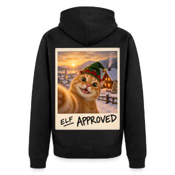Elf Approved Rote Katze Selfie Weihnachten - Unisex Premium Bio Zip Hoodie - Schwarz - Hinten - Nico (187cm)
