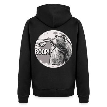 Funny Bear Boop The Snoot Animal Humor - Unisex Premium Bio Zip Hoodie - Schwarz - Hinten - Nico (187cm)