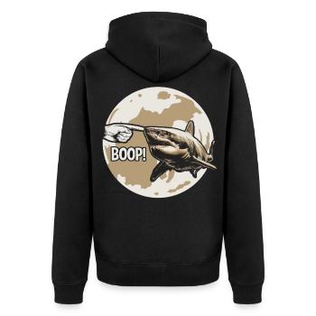 Funny Shark Boop The Snoot Animal Humor - Unisex Premium Bio Zip Hoodie - Schwarz - Hinten - Nico (187cm)