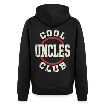 CoolUnclesClub Logo - Unisex Premium Bio Zip Hoodie - Schwarz - Hinten - Nico (187cm)