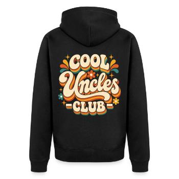 Cool Uncles Club Retro Logo - Unisex Premium Bio Zip Hoodie - Schwarz - Hinten - Nico (187cm)