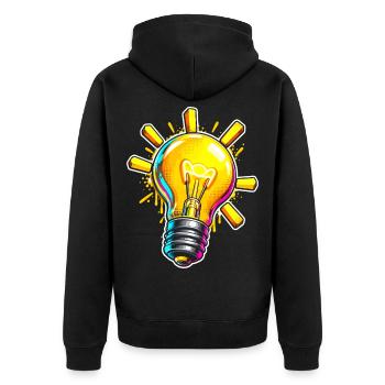 Farbenfrohe Ideen-Glühbirne - Unisex Premium Bio Zip Hoodie - Schwarz - Hinten - Nico (187cm)