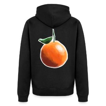 Saftige Orange – Ästhetische Frucht Illustration - Unisex Premium Bio Zip Hoodie - Schwarz - Hinten - Nico (187cm)