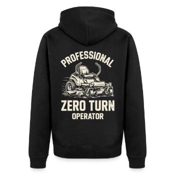 Professioneller Aufsitzmäher Fahrer Gartenbau - Unisex Premium Bio Zip Hoodie - Schwarz - Hinten - Nico (187cm)
