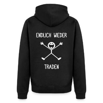 Endlich wieder traden Aktienmarkt Börse Trader - Unisex Premium Bio Zip Hoodie - Schwarz - Hinten - Nico (187cm)