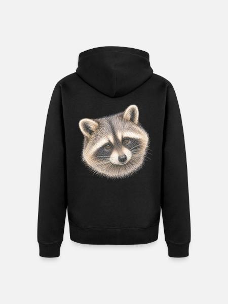 Waschbärporträt - Unisex Premium Bio Zip Hoodie - Schwarz