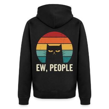 Ew People Retro Cat - Unisex Premium Bio Zip Hoodie - Schwarz - Hinten - Nico (187cm)