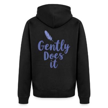 Gently Does It - Unisex Premium Bio Zip Hoodie - Schwarz - Hinten - Nico (187cm)
