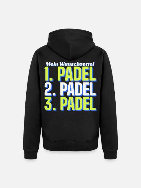 Wunschzettel: Padel, Padel, Padel - Weihnachten - Unisex Premium Bio Zip Hoodie - Schwarz