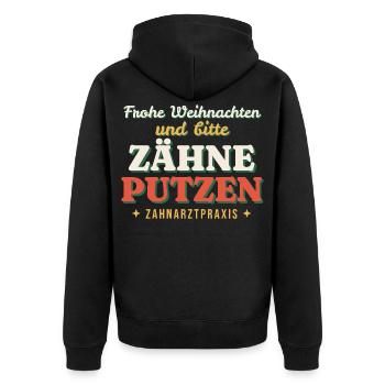 Frohe Weihnachten, Zähne putzen - Zahnarzt - Unisex Premium Bio Zip Hoodie - Schwarz - Hinten - Nico (187cm)