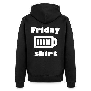 Friday Shirt Kaffeebecher Motiv - Unisex Premium Bio Zip Hoodie - Schwarz - Hinten - Nico (187cm)