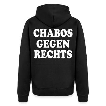Chabos gegen rechts - Unisex Premium Bio Zip Hoodie - Schwarz - Hinten - Nico (187cm)