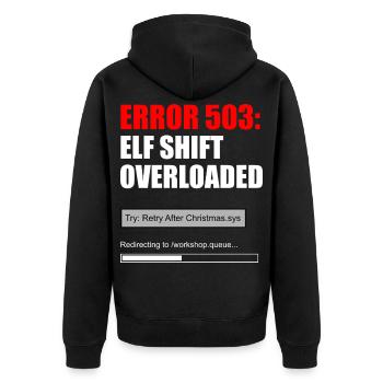 Elf Shift Overloaded Fehler 503 - Unisex Premium Bio Zip Hoodie - Schwarz - Hinten - Nico (187cm)