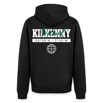 Kilkenny Irland Koordinaten Reise Souvenir - Unisex Premium Bio Zip Hoodie - Schwarz - Hinten - Nico (187cm)