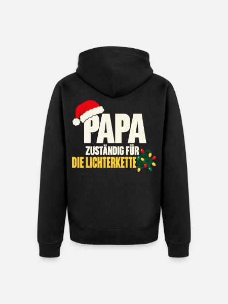 Papa - zuständig für die Lichterkette - Unisex Premium Bio Zip Hoodie - Schwarz