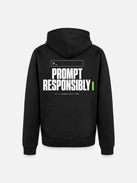 Prompte verantwortungsvoll - Unisex Premium Bio Zip Hoodie - Schwarz