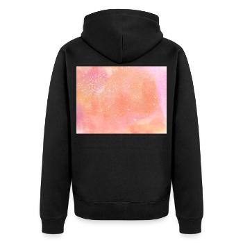 Pastellwasser Farbenglanz - Unisex Premium Bio Zip Hoodie - Schwarz - Hinten - Nico (187cm)