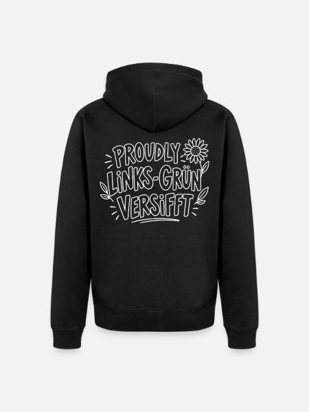 Proudly Links-Grün Versifft – Statement - Unisex Premium Bio Zip Hoodie - Schwarz