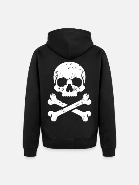 Totenkopf mit gekreuzten Knochen - Unisex Premium Bio Zip Hoodie - Schwarz