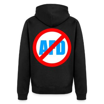 No AFD FCK AFD Protest Links Antifa - Unisex Premium Bio Zip Hoodie - Schwarz - Hinten - Nico (187cm)