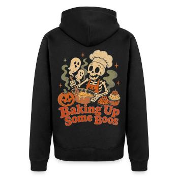 Halloween Skelett Bäcker Backen Geister - Unisex Premium Bio Zip Hoodie - Schwarz - Hinten - Nico (187cm)