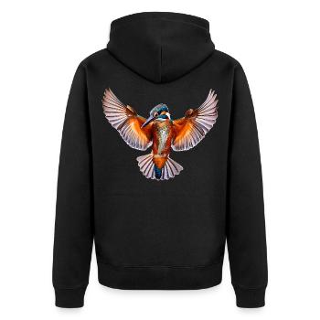 Eisvogel - Unisex Premium Bio Zip Hoodie - Schwarz - Hinten - Nico (187cm)