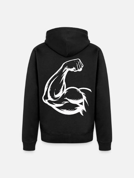 Bizeps Silhouette - Unisex Premium Bio Zip Hoodie - Schwarz