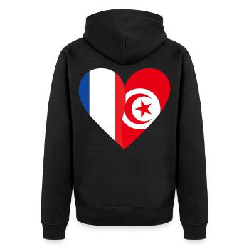 Frankreich Tunesien T-Shirt | Franco-tunesisches Geschenk - Unisex Premium Bio Zip Hoodie - Schwarz - Hinten - Nico (187cm)