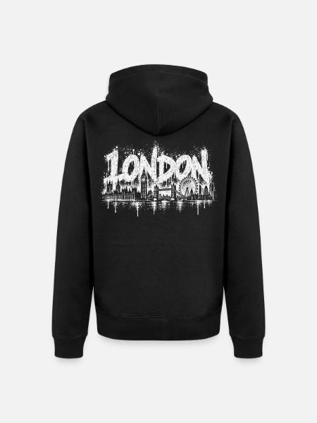Londons Skyline Graffiti - Unisex Premium Bio Zip Hoodie - Schwarz