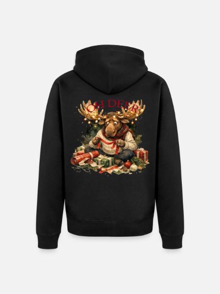Oh Deer Weihnachtsmoose Geschenk - Unisex Premium Bio Zip Hoodie - Schwarz