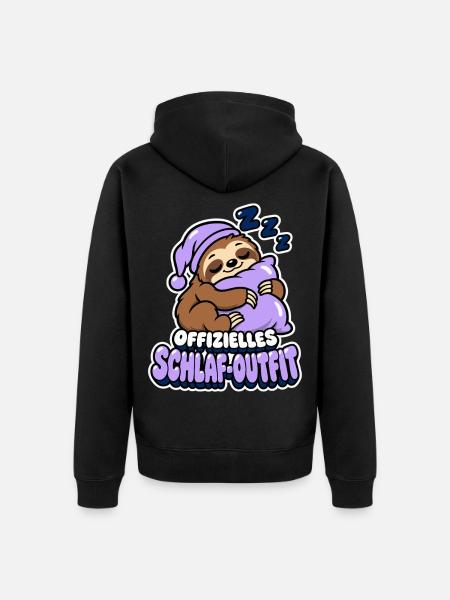 Offizielles Schlaf-Outfit - Faultier - Unisex Premium Bio Zip Hoodie - Schwarz