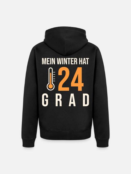 Mein Winter hat 24 Grad - Unisex Premium Bio Zip Hoodie - Schwarz