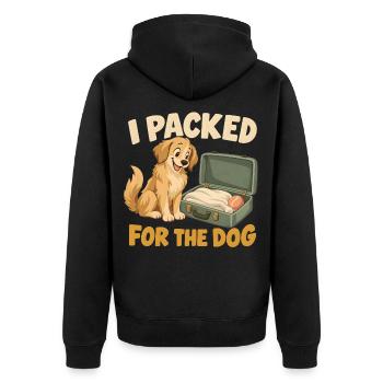 Für den Hund gepackt - Unisex Premium Bio Zip Hoodie - Schwarz - Hinten - Nico (187cm)