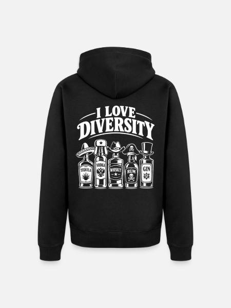 I Love Diversity - Spirituosen - Unisex Premium Bio Zip Hoodie - Schwarz