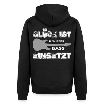 Glück ist wenn der Bass einsetzt Music Musik Dance - Unisex Premium Bio Zip Hoodie - Schwarz - Hinten - Nico (187cm)