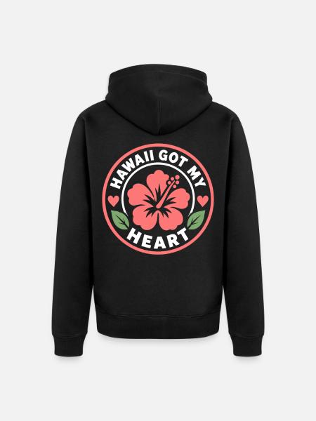 Hawaii Got My Heart Hibiskus-Abzeichen - Unisex Premium Bio Zip Hoodie - Schwarz