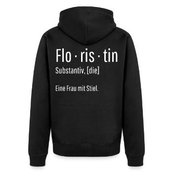 Floristin Substantiv Definition Blumen Geschenk - Unisex Premium Bio Zip Hoodie - Schwarz - Hinten - Nico (187cm)
