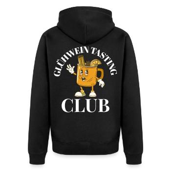 Glühwein Tasting Club Logo - Unisex Premium Bio Zip Hoodie - Schwarz - Hinten - Nico (187cm)