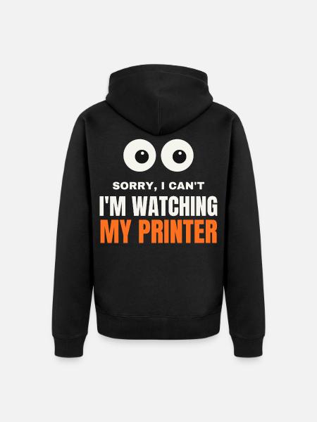 Meinen Drucker beobachten - Unisex Premium Bio Zip Hoodie - Schwarz