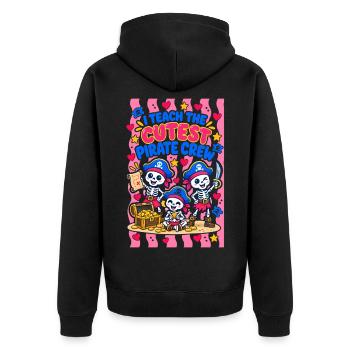 I Teach The Cutest Pirate Crew - Fun Halloween  - Unisex Premium Bio Zip Hoodie - Schwarz - Hinten - Nico (187cm)