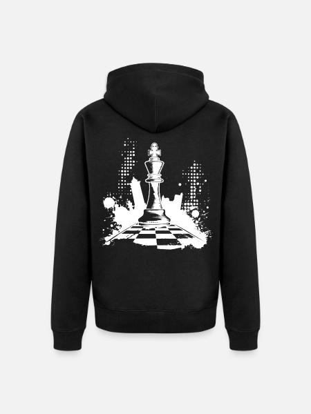 Schachfigur Streetart - Unisex Premium Bio Zip Hoodie - Schwarz