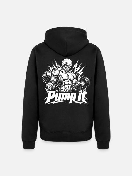 Pump It Skull - Unisex Premium Bio Zip Hoodie - Schwarz