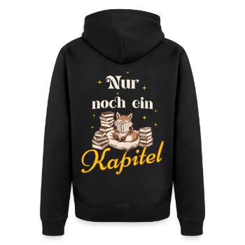 Nur Noch Ein Kapitel Fuchs Bücher Lesen Geschenk - Unisex Premium Bio Zip Hoodie - Schwarz - Hinten - Nico (187cm)