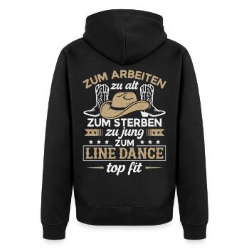 Line Dance Western Country Tänzer Linedance Tanzen - Unisex Premium Bio Zip Hoodie - Schwarz - Hinten - Nico (187cm)