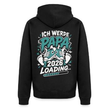 Ich werde Papa Werdender Vater - Unisex Premium Bio Zip Hoodie - Schwarz - Hinten - Nico (187cm)