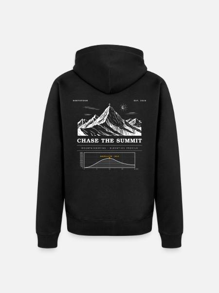 Chase the Summit – Bergsteigen - Unisex Premium Bio Zip Hoodie - Schwarz