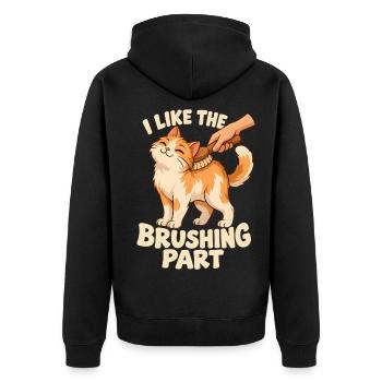 Der Bürstenteil gefällt mir - Unisex Premium Bio Zip Hoodie - Schwarz - Hinten - Nico (187cm)