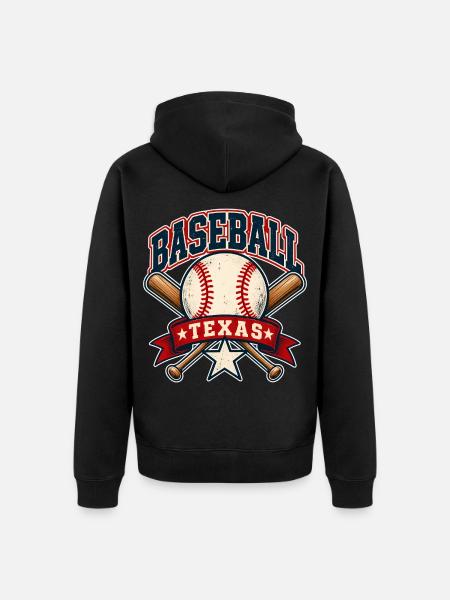 Texas Baseball Emblem mit Schlägern - Unisex Premium Bio Zip Hoodie - Schwarz