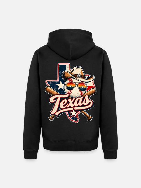 Texas Baseball Cowboy Retro - Unisex Premium Bio Zip Hoodie - Schwarz