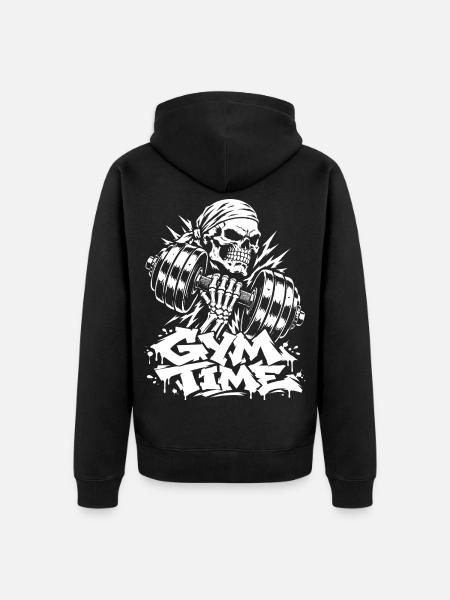 Gym Time Skull - Unisex Premium Bio Zip Hoodie - Schwarz